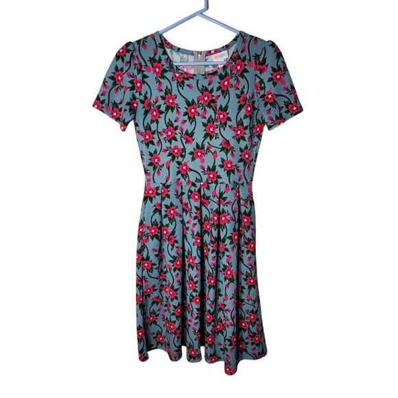 LuLaRoe Amelia Women's Dress Floral Print A-Line Dress XS Pleated Pockets - Picture 1 of 9